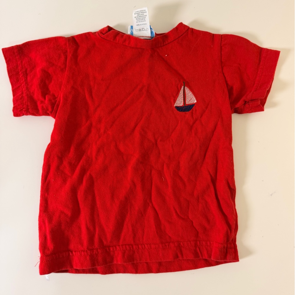 bebe Red Short Sleeve Tee with Sailboat Patch